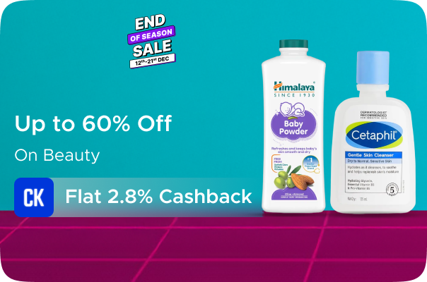 Flipkart : Upto 60% Off on Beauty + Flat 2.8% Cashkaro Cashback